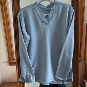 Earth Yoga Sustainable Clothing Women's Light Blue V-Neck Long Sleeve Shirt M VG
